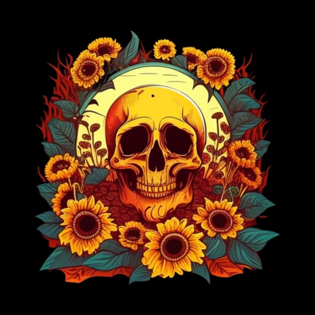 Skull with sunflower by Crazy skull