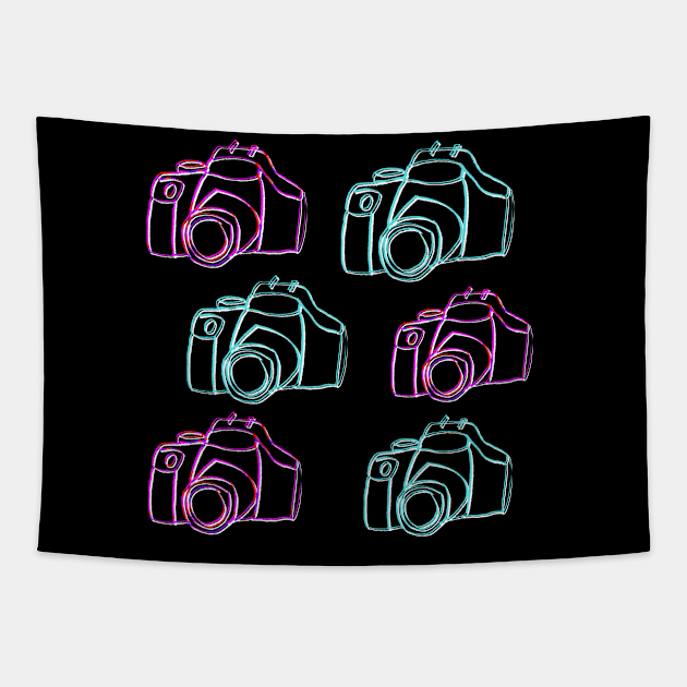 DSLR Camera Color Patterrn Tapestry by badlydrawnbabe