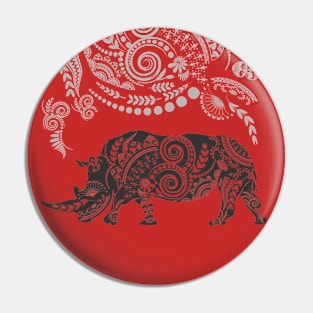 Ornate Rhino Pin