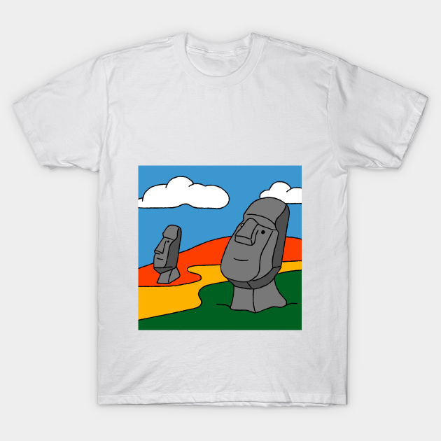 Discover Easter Island Moai Statue Pop Art Illustration - Easter Island - T-Shirt