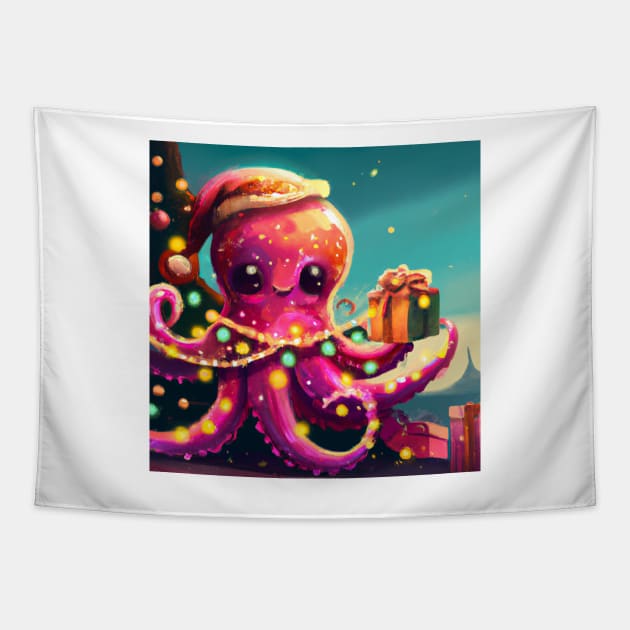 Cute Octopus Drawing Tapestry by Play Zoo