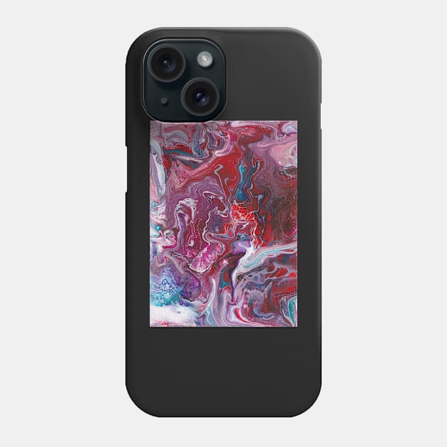 Poured paint in red blue purple and white Phone Case by kittyvdheuvel