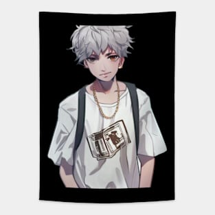 Hip hop style anime boys funny Tapestry