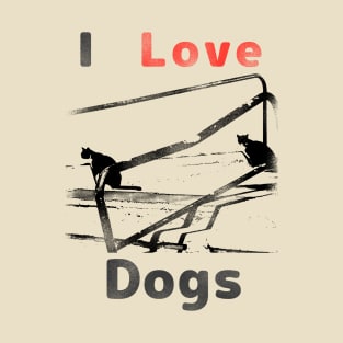two cats but i love dogs T-Shirt