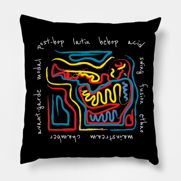 Cool Jazz Trumpeter Pillow by jazzworldquest