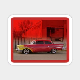 Red 1957 Chevy Flames Magnet