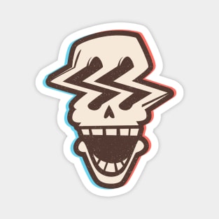 Funny scary broken glitch skull with smile Magnet