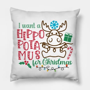 Hippopotamus Christmas Pillow