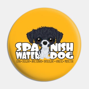 Spanish Water Dog (Black&White) - DGBigHead Pin