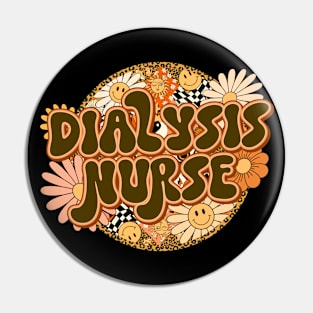 Dialysis Nurse Retro Groovy Floral Leopard Pin