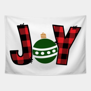 Joy. Buffalo Plaid design. Tapestry