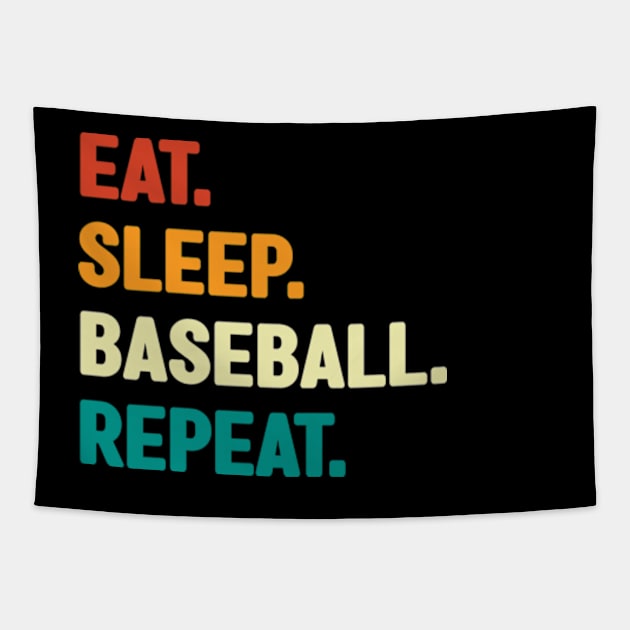 Eat Sleep Baseball Repeat Tapestry by Emma Creation