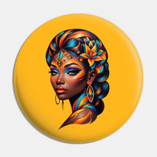 Black Woman Tribal Art retro vintage tattoo design Pin