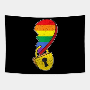 Matching Half Heart Gay Pride Lgbt Q Flag Couple Lock Love Tapestry