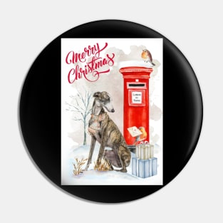 Greyhound Merry Christmas Santa Dog Pin