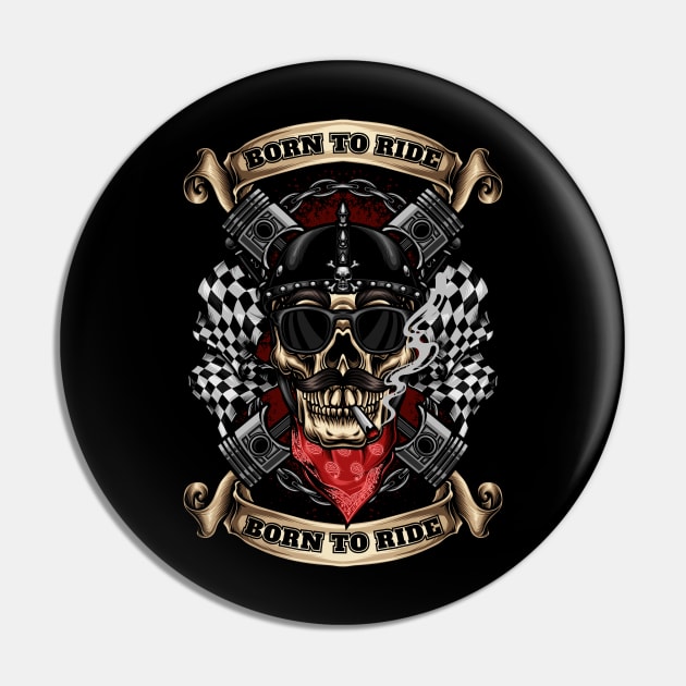 biker skull Pin by YulsArtwork