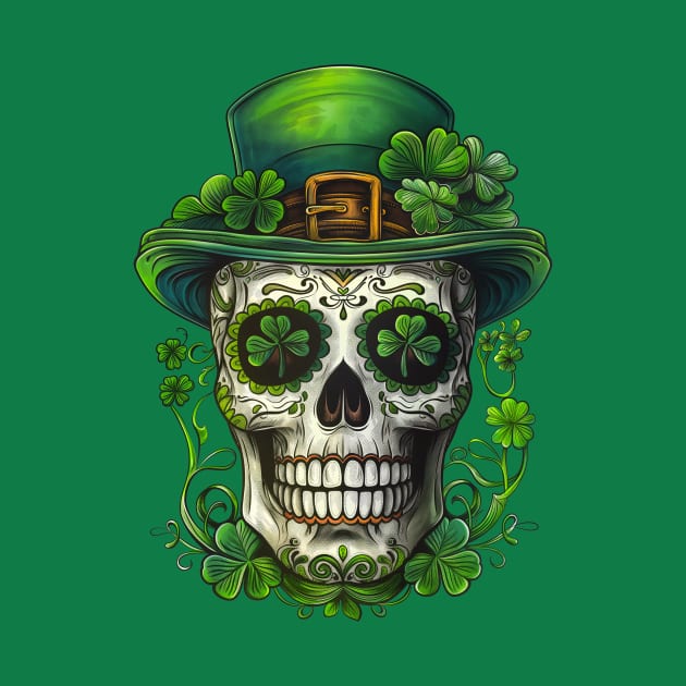 St. Patrick's Day Shamrock Skull by Wintrly