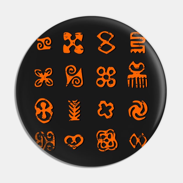 Distressed Adinkra African Symbols Pin by Braznyc