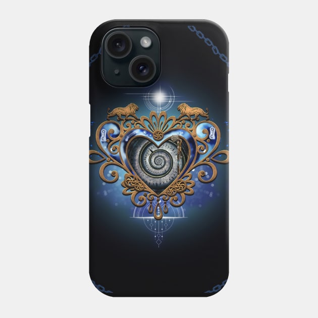 Wonderful steampunk heart with clocks gears and lion Phone Case by Nicky2342