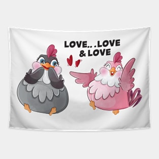 Chicken Couple Love Tapestry