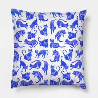 Blue cat positions Pillow