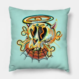 Skull and bones with love graffiti illustration Pillow