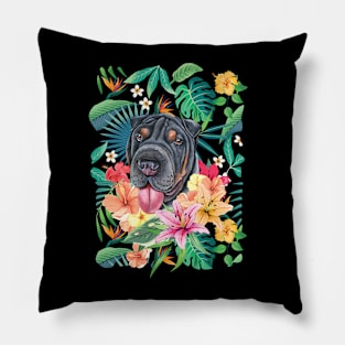 Tropical Black and Tan Shar Pei Pillow