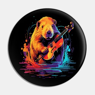 Nutria Playing Violin Pin