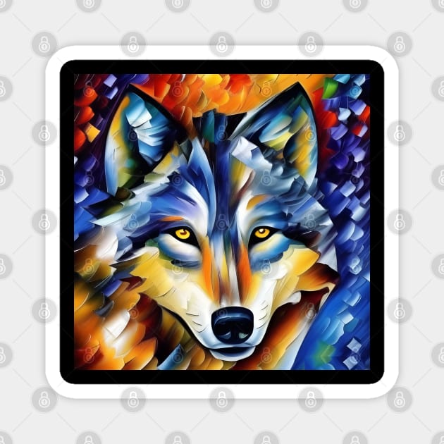 Neo-Impressionistic Wolf Face Magnet by Chance Two Designs