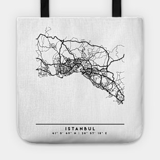 ISTANBUL TURKEY BLACK CITY STREET MAP ART Tote