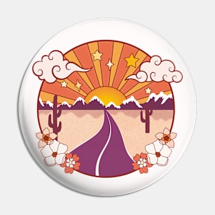 Travel Landscape Desert Mountains Wild Cactus Adventure Pin