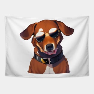 Cool Dog Wearing Sunglasses Sticker Tapestry