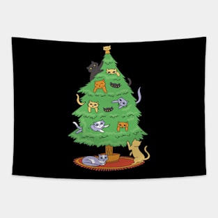 Funny Cats Christmas Tree Tapestry