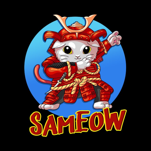 Dabbing Cat Samurai Funny Cats Motif by Foxxy Merch