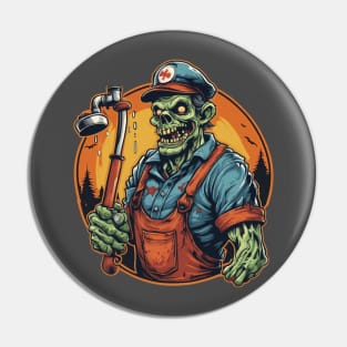 Zombie plumber handyman Halloween gift for him Pin