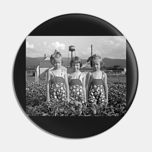 Farm Girls, 1939. Vintage Photo Pin