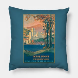 1927 New York Central Lines Railroad Poster - West Point New York Pillow