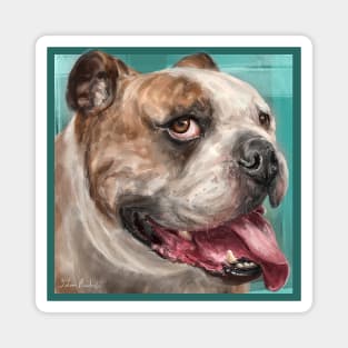 Painting of a Happy go Lucky Bulldog with Its Tongue Out Magnet