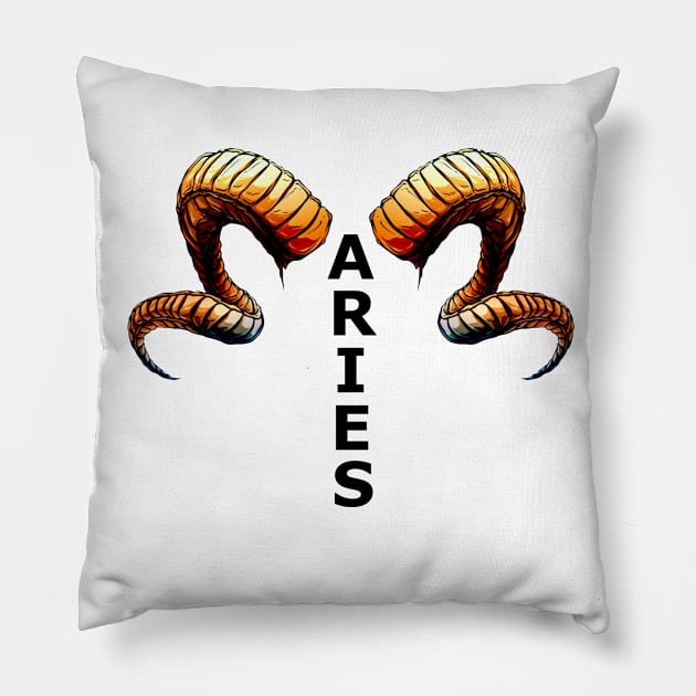 Aries Ram Horns Pillow by Hot Like An Aries