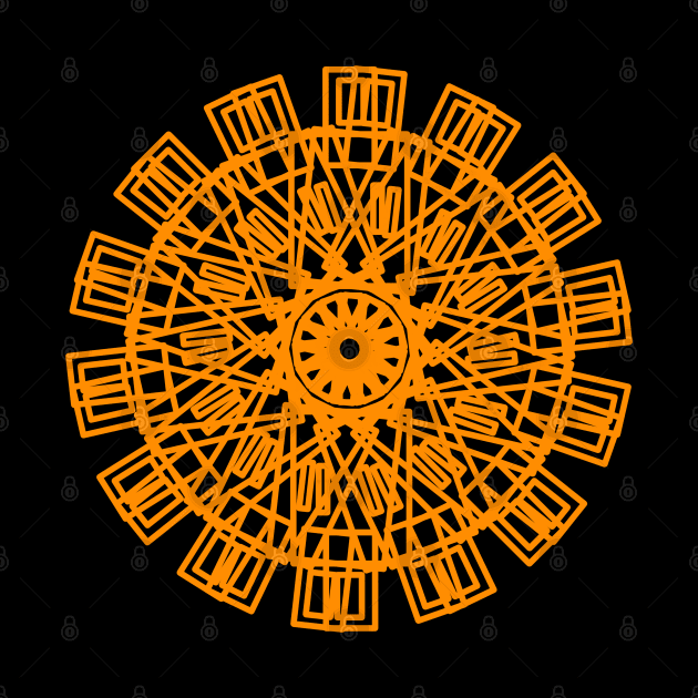 Unique circular geometric pattern design in orange color by FariDesigns 