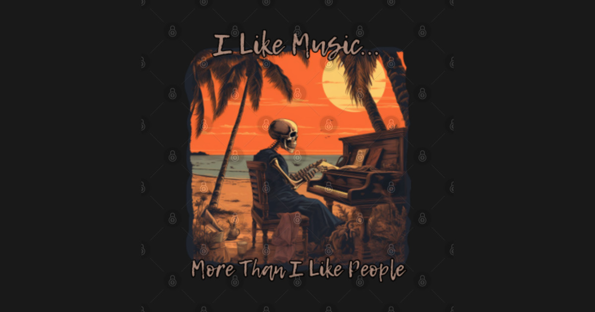 T-shirt Unisexe Fruit Of The Loom I Like Music More Than People, Gris, Taille S