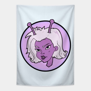 Pink Alien Babe | UFO Retro Pinup Design Tapestry