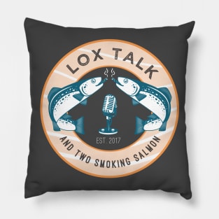 Lox Talk (and two smoking salmon) T-Shirt, reverse Pillow