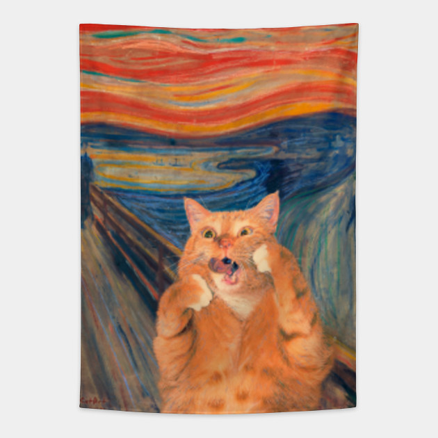 Screaming Cat Painting Scream Cat Tapestry Teepublic