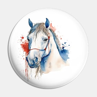 Watercolor white horse Pin