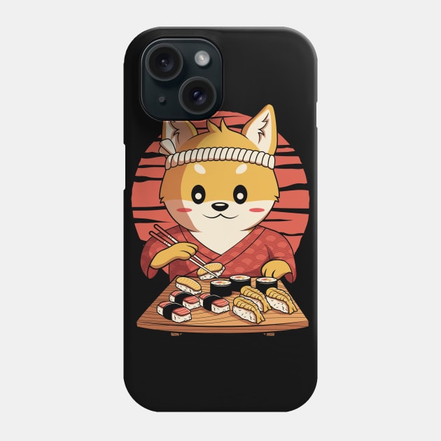 Kawaii Shiba Inu Dog Eating Japanese Sushi Anime Gift Phone Case by HCMGift