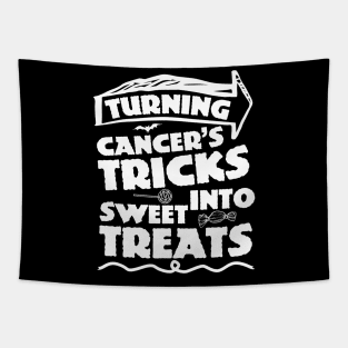 lung cancer awareness white ribbon turning cancer's tricks into sweet treats Tapestry