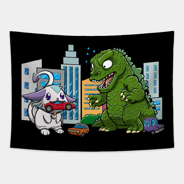 monster vs rabbit Tapestry by Variart Studios