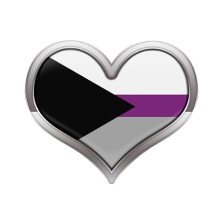 Large Demisexual Pride Flag Colored Heart with Chrome Frame T-Shirt