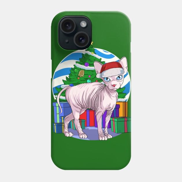 Sphynx Cat Santa Christmas Gift Phone Case by Noseking